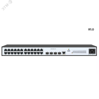 Коммутатор управляемый (L2), 24 порта RJ45 10/100/1000 Мб/с, 2хSFP 100/1000 Мб/с