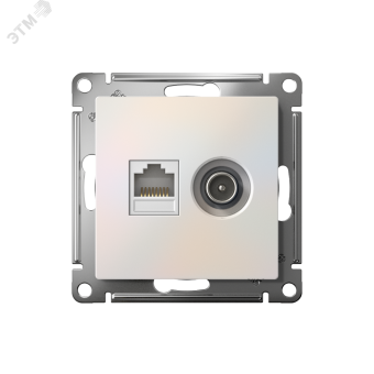 Розетка ATLASDESIGN двойная компьютерная+ТВ RJ45+TV категория 5E механизм жемчуг