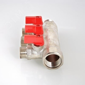 Коллектор 3/4' х 2 выхода 1/2' НР с отсекающими кранами