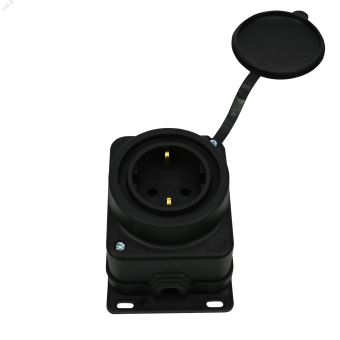 Розетка 2К+З открытой установки каучуковая 16А/250В IP44 Чёрная MultiSet