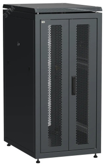 Шкаф напольный сетевой 19' LINEA N 24U 600х800мм передняя распашная перфорированная дверь задняя перфорированная черный
