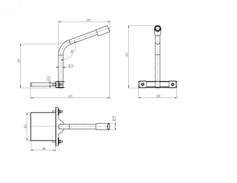 Кронштейн на опору для уличного светильника с 1   хомутом 350mm d48mm SPP-AC3-0-350-048