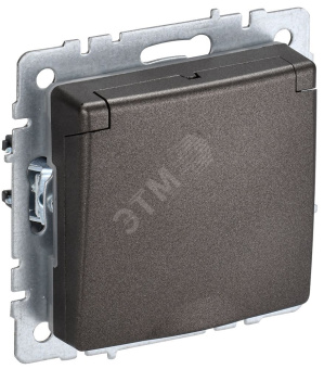 BRITE Розетка с заземлением с защитными шторками и крышкой 16А IP44 РСбш10-3-44-БрТБ темная бронза