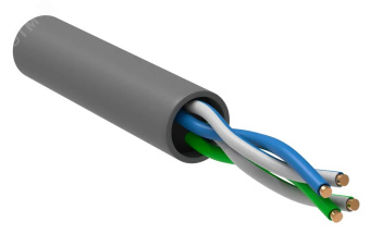 Витая пара U/UTP 5E 2х2х24AWG PVC серый (305м) РФ/С