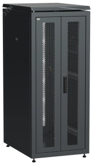 Шкаф напольный сетевой 19' LINEA N 28U 600х800мм передняя распашная перфорированная дверь задняя перфорированная черный