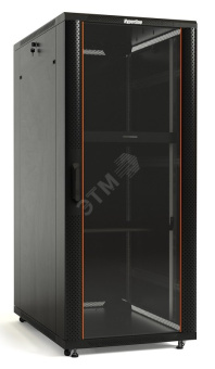 Шкаф напольный 19-дюймовый 42U 2055x800х1200 мм (ВхШхГ) передняя стеклянная дверь со стальными перфорированными боковинами задняя дверь сплошная ручка с замком крыша нового типа цвет черный (RAL 9004) (разобранный)
