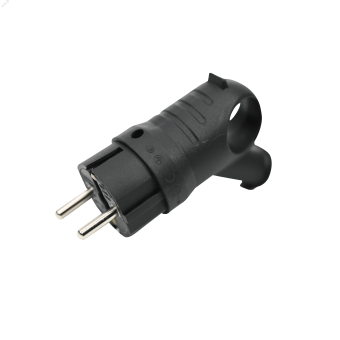 Вилка 2К+З угловая каучуковая 16А/250В IP44 Чёрная MultiSet