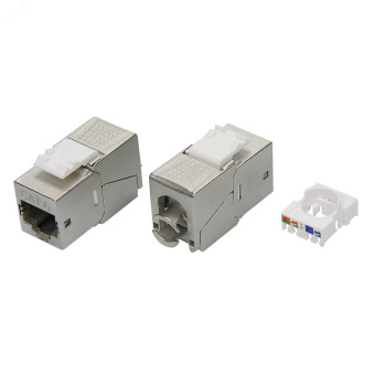 Модуль Keystone RJ45 CAT 6 экранированный (STP). 180 градусов. серебристый