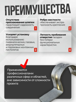 Скоба металлическая однолапковая СМО для монтажных пистолетов (19-20 мм, 100 шт/уп)