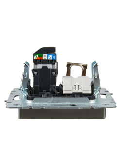 BRITE Розетка двойная RJ11+RJ45 кат.5E РК/Т12-БрС сталь