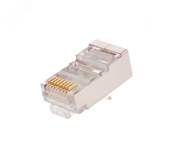 Коннектор RJ45/8P8C под витую пару, Кат.5e (Класс D), 100МГц, покрытие 3мкд, универсальные ножи, дляпроводников 0,47-0,51мм, неэкранированный, уп-ка 100шт