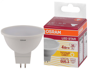 Лампа светодиодная LED 4Вт GU5.3 3000К 300лм 230V FR MR16 (замена 50Вт) OSRAM LS