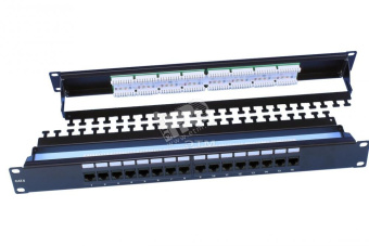 Патч-панель 19' 1U 16 портов RJ45 категория 6 Dual IDC ROHS черный