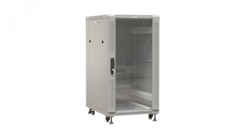 Шкаф напольный 19-дюймовый. 22U. 1100x800х1000 мм (ВхШхГ). передняя и задняя распашные перфорированные двери (75%). ручка с замком. цвет серый (RAL 7035) (разобранный)