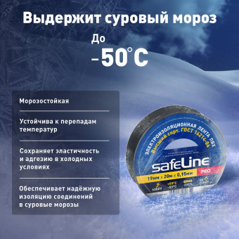 Изолента ПВХ черная 19мм 20м Safeline