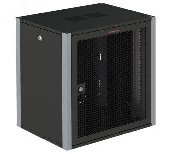 Шкаф телекоммуникационный настенный 19' 15U дверь перфорированная IP20. 600x350x720mm(ШхГхВ) цвет черный(RAL 9004/RAL7000)