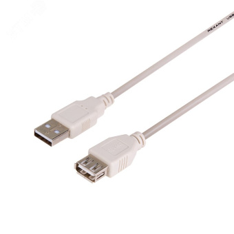 Кабель USB (шт. USB A - гн. USB A), 5м., серый