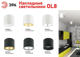 Подсветка Накладной под лампу Gx53, алюминий, цвет белый+серебро OL8 GX53 WH/SL лампа с цоколем GX53 ( в комплект не входит)