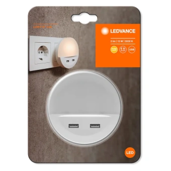 Ночник в розетку | с двумя разъёмами USB-A для подзарядки гаджетов | - LEDVANCE LUNETTA