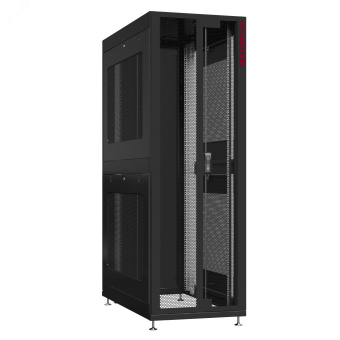 Шкаф серверный 48U 600х1200 передняя дверь: двустворчатая перфорированная IP20. задняя дверь: двустворчатая глухой металл IP51. боковые панели: перфорированные. цвет: черный RAL9005 
