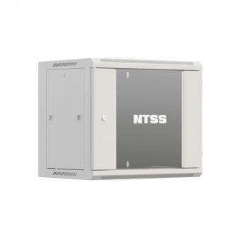 Шкаф настенный телекоммуникационный W 12U 600х450х635мм, 2 профиля 19, дверь стеклянная, боковые стенки съемные, задняя стенка, разобранный, серый RAL 7035