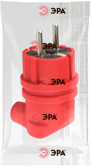 Вилка каучуковая с/з 90град с кольцом 16A IP44 красная V9-RED-IP44