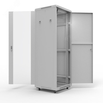 Шкаф напольный 19 Standart 47U 0.8х1м стекло-металл RAL 7035 из 2 частей,