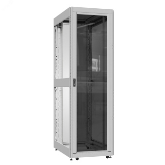 Шкаф серверный 42U 800х1000 передняя дверь: стекло IP41. задняя дверь: одностворчатая глухой металл IP51. боковые панели: без. цвет: серый RAL7035 