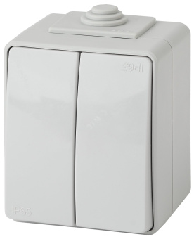 Переключатель двойной IP65, 10АХ-250В, ОУ, Эра Эксперт, серый,11-1606-03