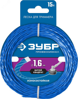Леска для триммера ВИТОЙ КВАДРАТ 1.6 мм 15 м Профессионал