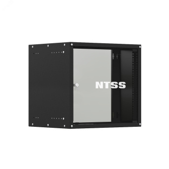 Шкаф настенный телекоммуникационный LIME 9U 550х600х500мм, 2 профиля 19, дверь стеклянная, боковые стенки несъемные, разобранный, черный RAL 9005