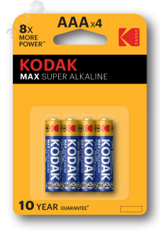 Батарейка Kodak LR03-4BL MAX SUPER Alkaline [K3A-4] (40/200/32000)
