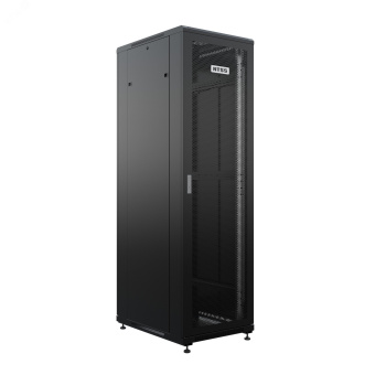 Шкаф напольный универсальный серверный R 22U 600х800мм, 4 профиля 19, двери перфорированная и перфорированная, боковые стенки съемные, регулируемые опоры, разобранный, черный RAL 9005