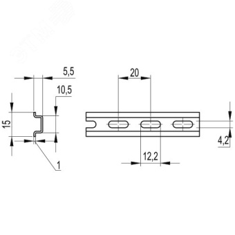 DIN-рейка 200см OMEGA 2F 15х5.5 с перфорацией