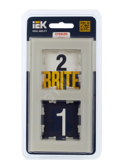 BRITE Рамка 2 поста РУ-2-2-БрВа стекло ванильный