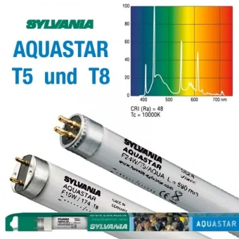 F18W/174 AQUASTAR G13 Т8 | 10000K d26x590mm Пресноводный + Морской аквариум | - Лампа люминесцентная для аквариума SYLVANIA