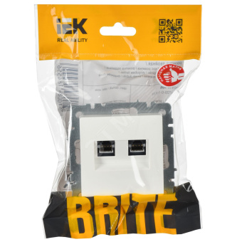 BRITE Розетка компьютерная двойная кат.5E RJ45 РК10-2-БрБ белый