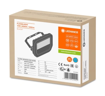 10W/6500K (=80W) IP65 1200Lm Симметричный 100° Чёрный - Светодиодный прожектор LEDVANCE FLOODLIGHT PERFORMANCE