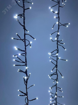 Гирлянда LED Нить Мишура 3,9 м зеленый провод, холодный свет, 220V ENIN - GC