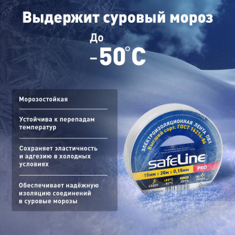 Изолента ПВХ белая 15мм 20м Safeline