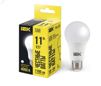 Лампа светодиодная A60 груша 11Вт 230В 4000К E27 IEK