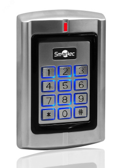 Считыватель MIFARE с клавиатурой, интерфейс Wiegand 34, считывание SN, 3-6 см, -30град.+60град.С, 128x82x28 мм, 10-14 В DC, 40 мA