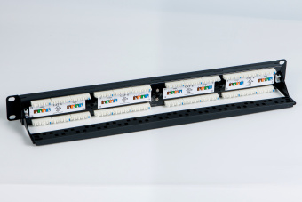 Патч-панель 19' 1U 24 порта RJ45 категория 6 Dual IDC ROHS черный