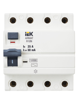 ARMAT Выключатель дифференциального тока R10N (УЗО) 4п 25А 30мА тип AC