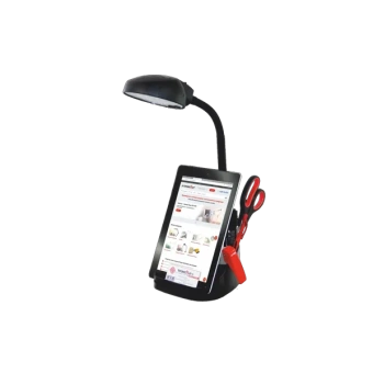 Настольный светильник на подставке Веста | LED, 7Вт/4000К | Чёрный, с органайзером, гибкая стойка 373мм | - ТРАНСВИТ