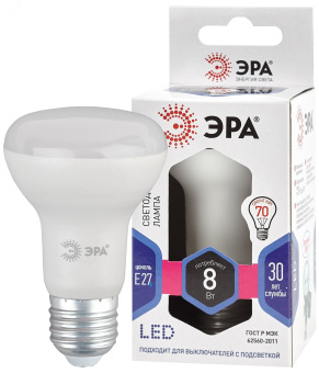 Лампа светодиодная Е27 8Вт рефлектор холодный дневной свет STD LED R63-8W-860-E27 Е27/ ЭРА