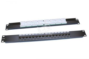 Патч-панель 19' 1U 16 портов RJ45 категория 5e Dual IDC ROHS черный