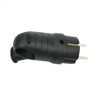 Вилка 2К+З угловая каучуковая 16А/250В IP44 Чёрная MultiSet