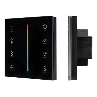 Панель Sens SMART-P43-MIX Black (230V, 4 зоны, 2.4G) (ARL, IP20 Пластик, 5 лет)