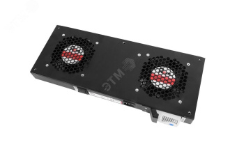 Модуль вентиляторный, 2 вентилятора с терморегулятором, чёрный